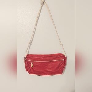 Rare Vintage Red Faux Leather Crossbody Bag By Fashion Right